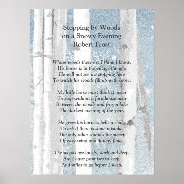 Poster Stopper par Woods Soirée Neige Robert Frost Poème (Devant)