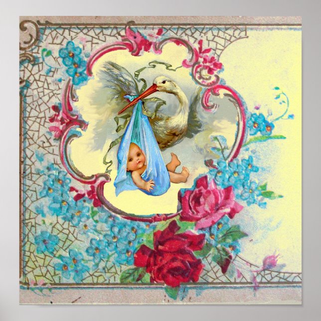 Poster STORK BÉBÉ GARÇON DOUCHE jaune (Devant)