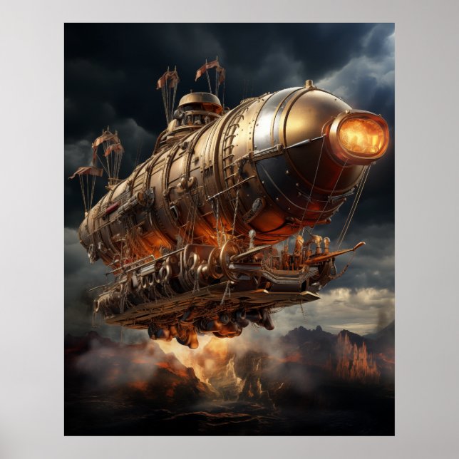 Poster Stormy Voyage : Epic Steampunk Zeppelin (Devant)