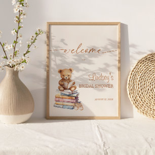 Poster Storybook Teddy Bear Baby shower Boho Bienvenue