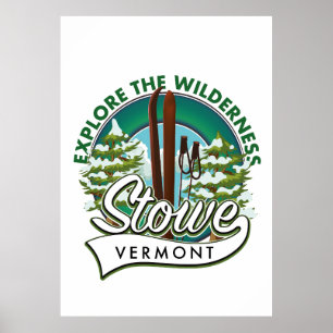 Poster Stowe Vermont, Explorez l'affiche de ski Wildernes