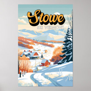 Poster Stowe Vermont Hiver Vintage