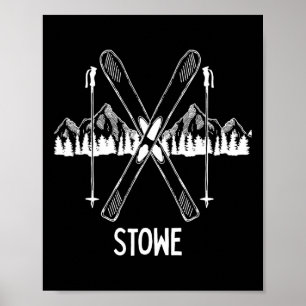 Poster Stowe Vermont Vt Rétro Vacances Ski Snowboardin