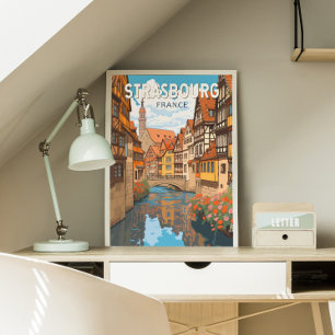 Poster Strasbourg France Voyage Art Rétro
