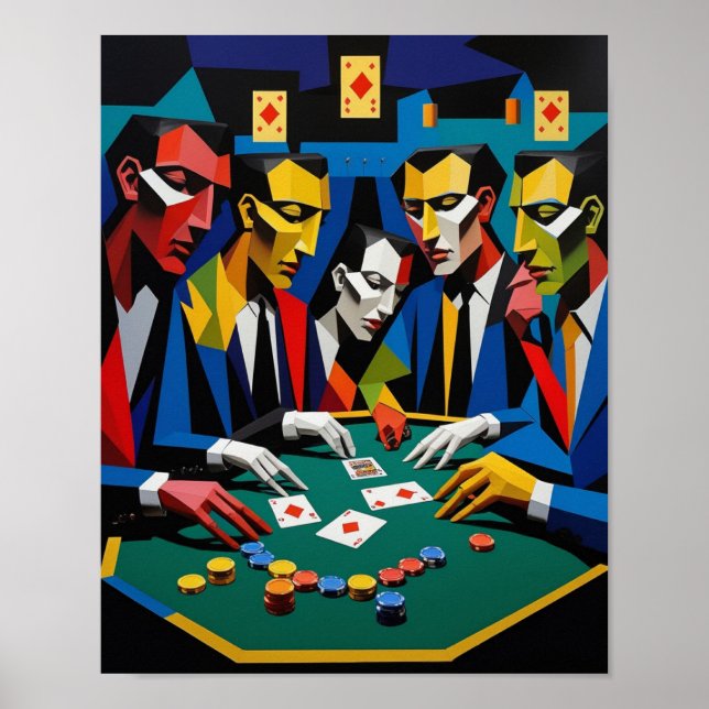 Poster Stratégie de poker Art géométrique Abstrait (Devant)