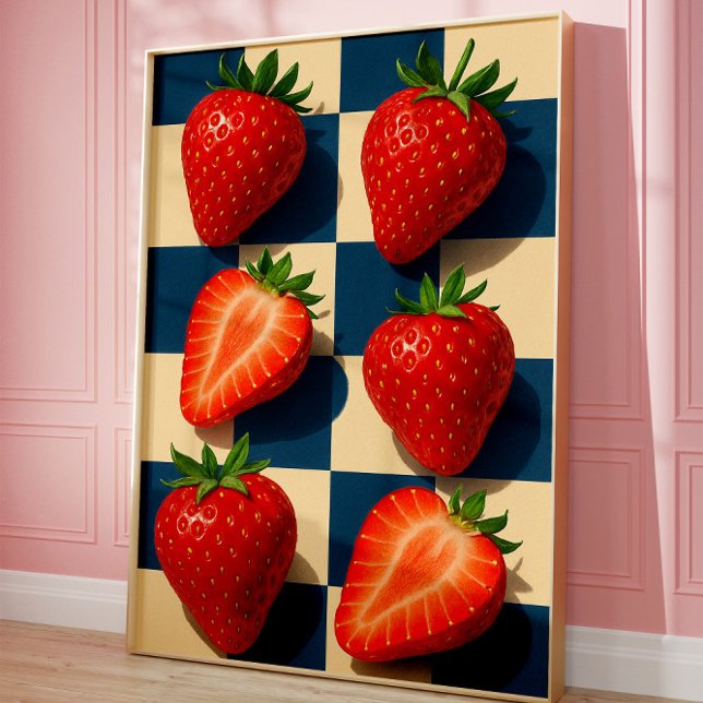 Poster Strawberries art, Bold Fruit (Strawberry art)