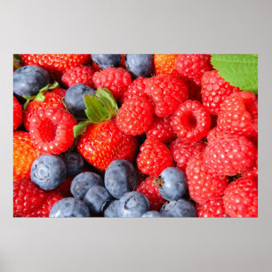 Poster Strawberries Blueberries and Raspberries