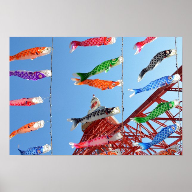 Poster Streamers Carp (Koinobori) : Tokyo, Japon (Devant)
