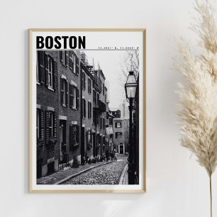 Poster Street of Boston Photographie noir et blanc