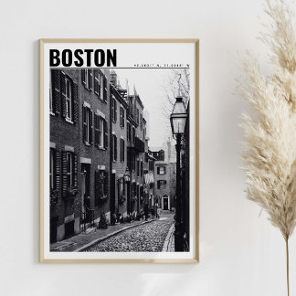 Poster Street of Boston Photographie noir et blanc