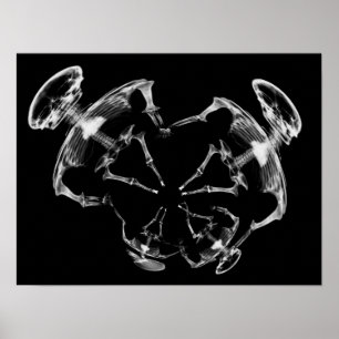Poster Stretched X-Ray Skeleton Family B&W
