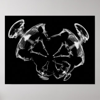 Poster Stretched X-Ray Skeleton Family B&W