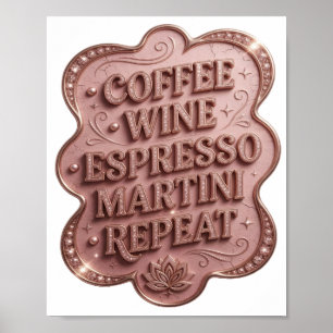 Poster Striking Gold CAFE VIN MARTINI EXPRESSO REPEAT