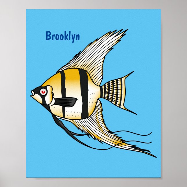 Poster Striped angelfish cartoon (Devant)
