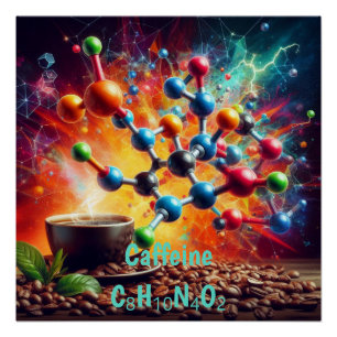 Poster Structure de caféine moléculaire - Science Art Caf