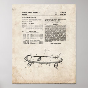 Poster Structure de skateboard Brevet - Vieux look