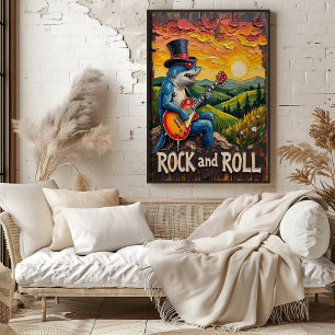 Poster Strums de coucher de soleil : hymne de rocher du r