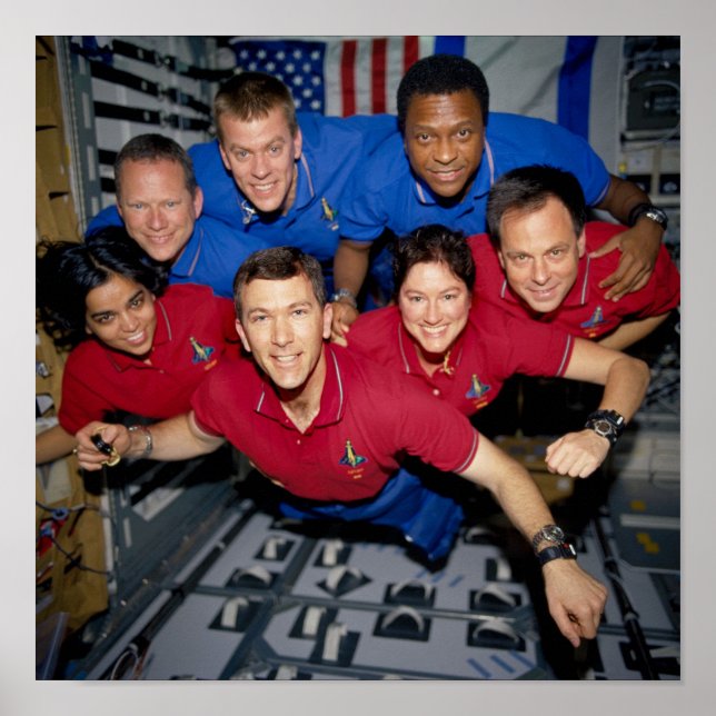 Poster STS-107 Portrait d'équipage à bord de Columbia (Devant)