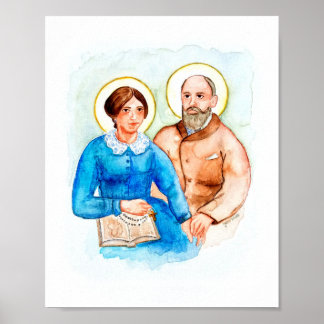 Poster Sts Zelie et Louis Martin Aquarelle Art Imprimer