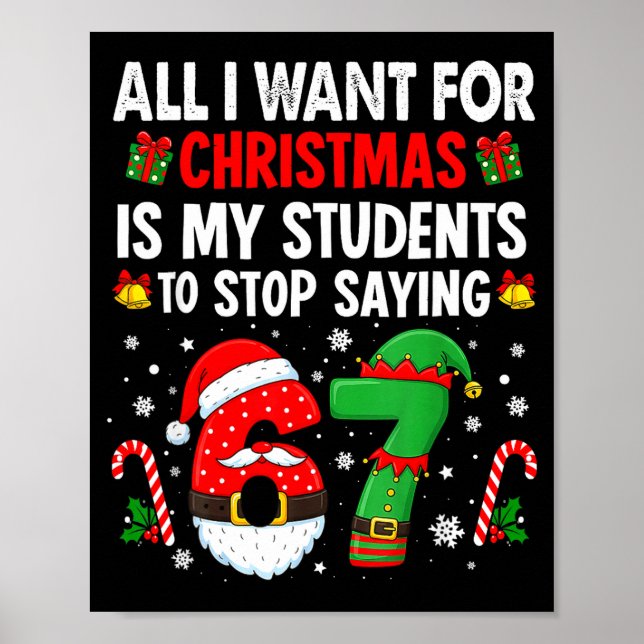 Poster Students Saying 6 7 67 Six Seven Funny Teacher Chr (Devant)
