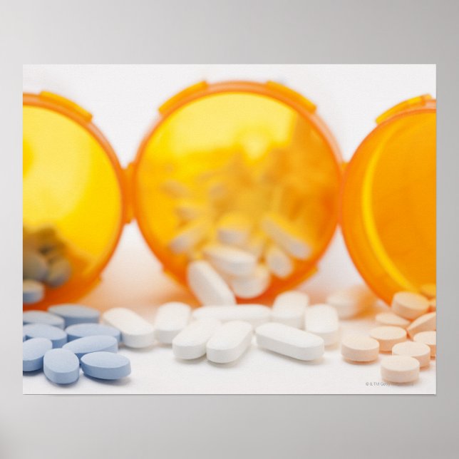 Poster Studio photo d'une bouteille de médicament avec pi (Devant)