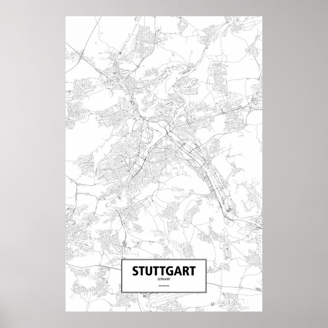Poster Stuttgart, Allemagne (noir sur blanc) (Devant)