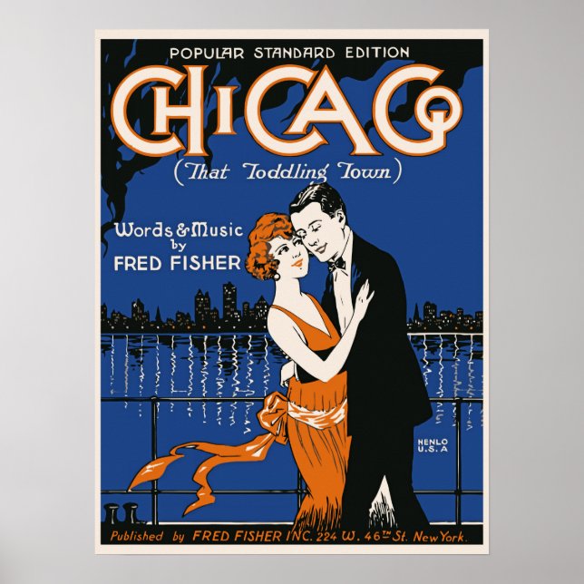 Poster Style 1920 couple de danse, musique de Chicago (Devant)