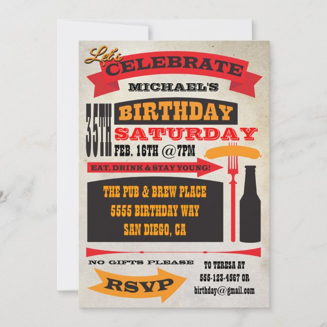Poster Style 35e anniversaire Invitations (Devant)
