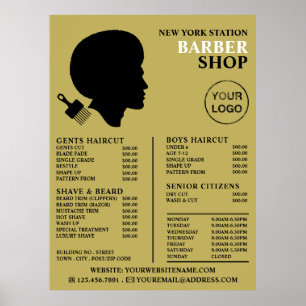 Poster Style Afro, Liste de Prix des Barbiers pour Hommes