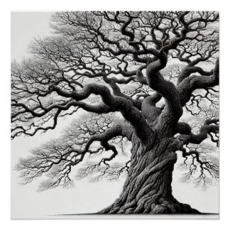 Poster Style art Old Tree Ink
