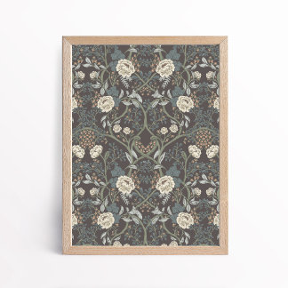 Poster Style Arts et Artisanat Vintage Fleur de Pivoine
