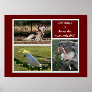 Poster Style australien d'animaux de Noël -