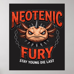 Poster Style Axolotl Vintage skateboard Rad néon des anné