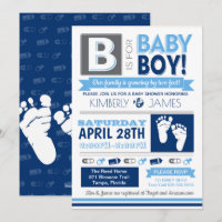 Poster Style Baby Feet Boy Shower Invitation 3