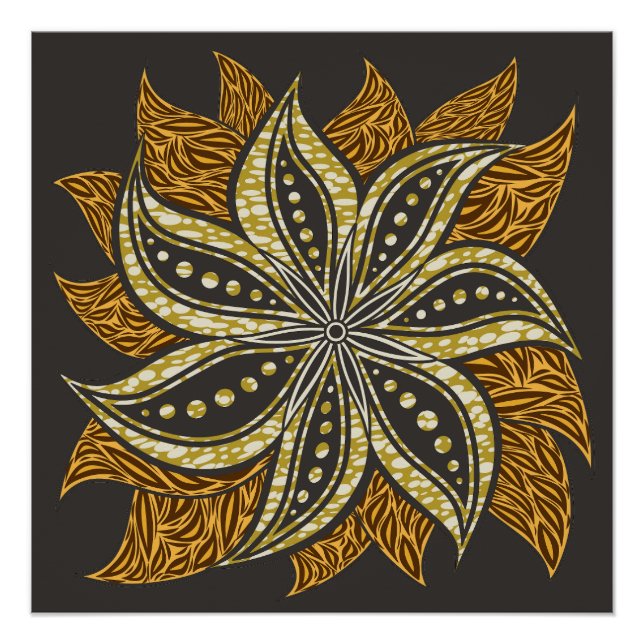 Poster Style Batik Floral Abstrait africain (Devant)