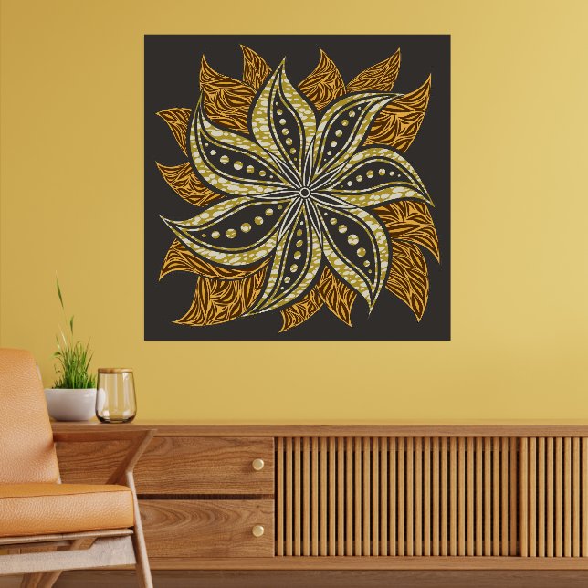 Poster Style Batik Floral Abstrait africain (Salon 2)