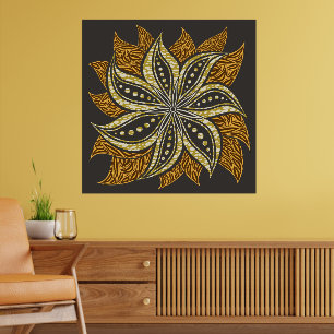 Poster Style Batik Floral Abstrait africain