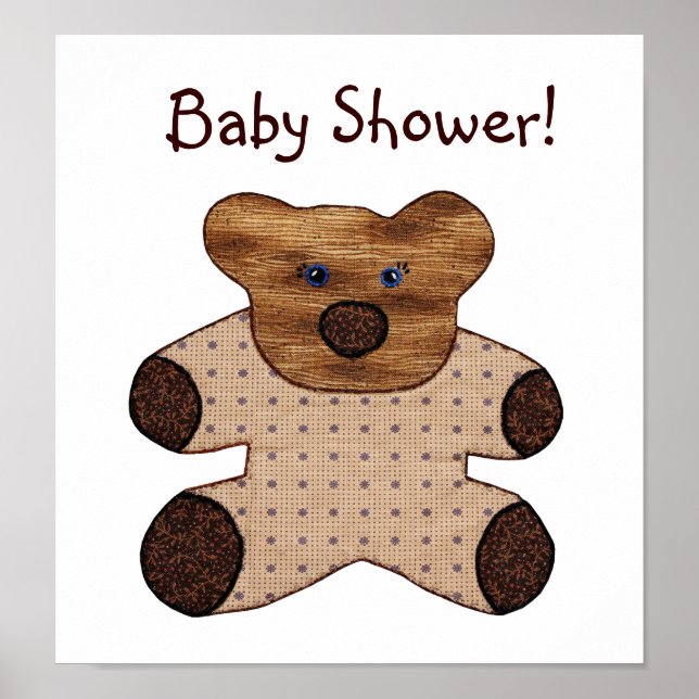 Poster Style champêtre Teddy Bear Baby shower (Devant)