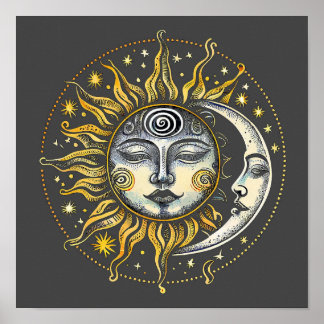 Poster Style classique Sun&Moon&Star Divination Astrologi