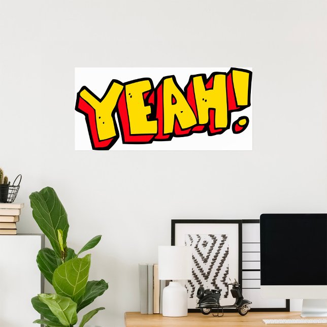 Poster Style comique Ouais Texte Graphique en gras Jaune (Créateur téléchargé)