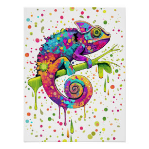 Poster Style d'aquarelle des teintures Chameleon