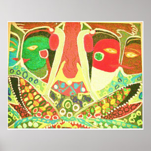Poster Style de caverne - peinture tribale d'amour