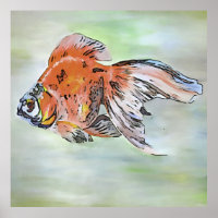 Style de dessin Ryukin Poisson d'or peinture acryl