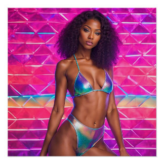 Poster Style de maillot de bain holographique des années 