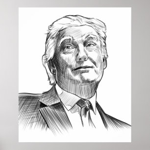 Poster Style de portrait Croquis Donald Trump