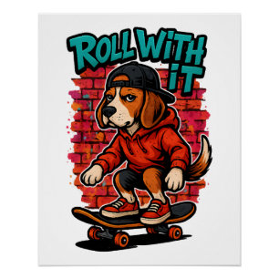 Poster Style de rue Beagle Skateboard Graffiti Art