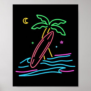 Poster style de surf vintage des années 80 Miami surfeur