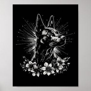 Poster Style de tatouage Amoureux des chiens belge rétro