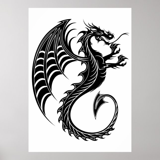 Poster Style de tatouage en forme de dragon noir (Devant)