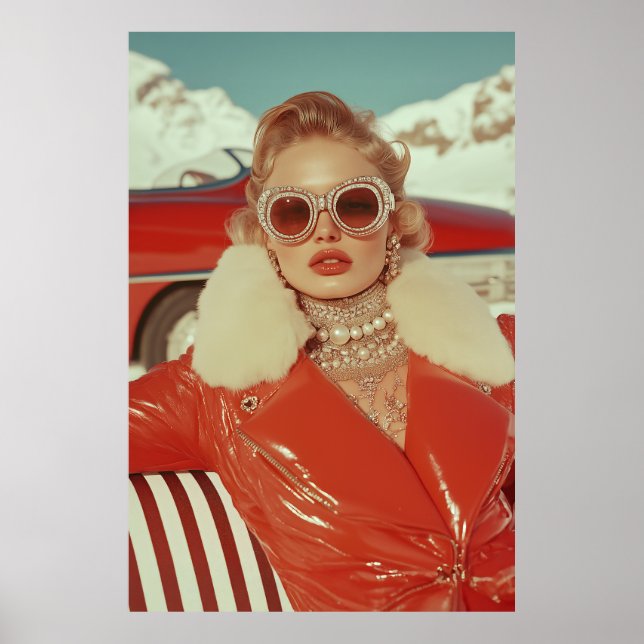 Poster Style d'hiver rétro et glamour dans un cadre alpin (Devant)